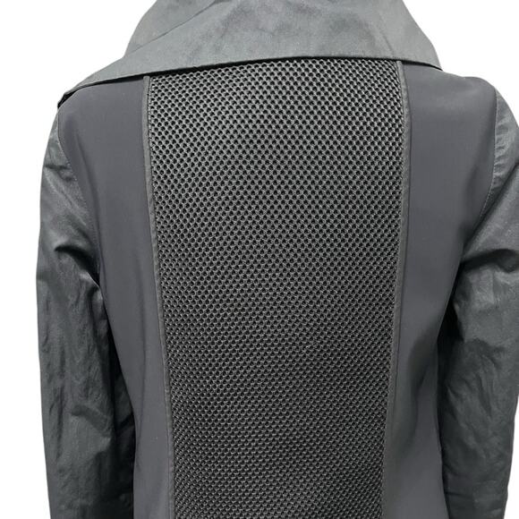ELIE TAHARI Black Moto Asymmetric Zipper Jacket w/ Mesh Detail Women's Sz‎ Small - Picture 7 of 12